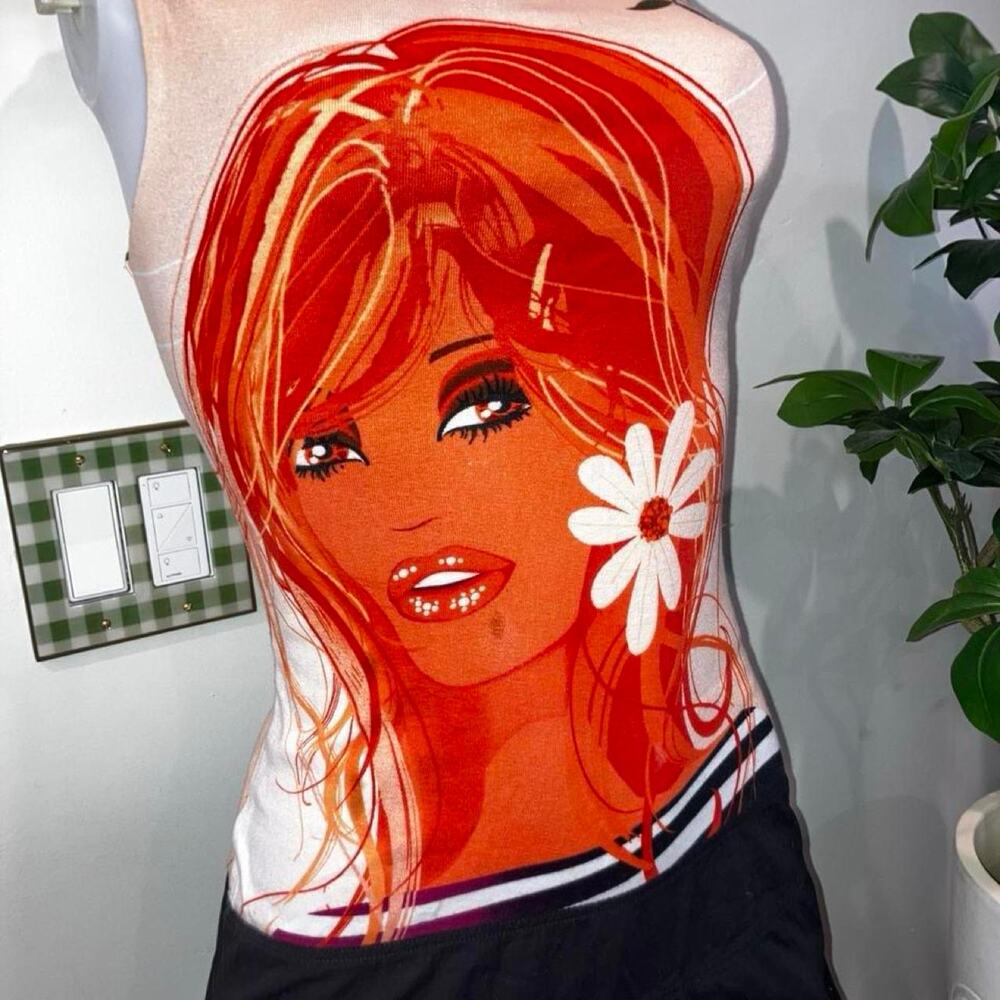 Vintage 90s y2k custo barcelona graphic face print mini dress - Picture 4 of 8